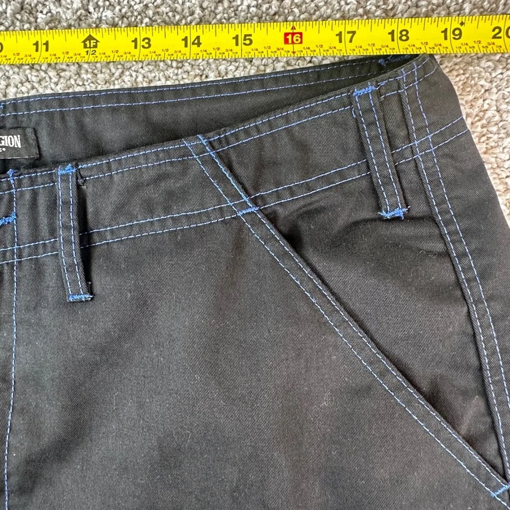 True Religion Cargo Pants Men 36 Jet Black Pacific Blue Contrast Stitch NEW $164
